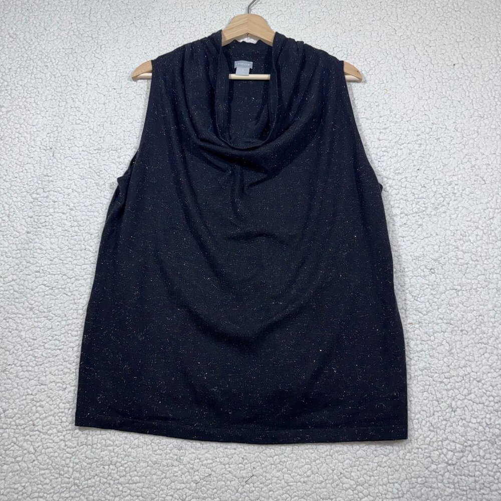 Chico's Angelina Cowl Neck Tank Sweater Top Size 3 (XL / 16) Black Glitter